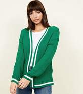 Thumbnail for your product : New Look Green Contrast Stripe Knitted Cardigan