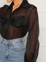 Thumbnail for your product : Shein Curved Hem Sheer Organza Shirt