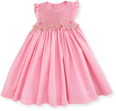 Thumbnail for your product : Luli & Me Sleeveless Floral-Trim Smocked Dress, Pink, Size 12-24 Months