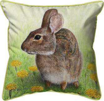 Betsy Drake Interiors Rabbit Outdoor Square Pillow Cover & Insert