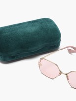 Thumbnail for your product : Gucci GG Oversized Metal Sunglasses - Gold