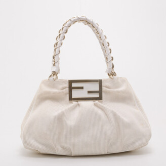 Fendi Beige and White Zucca Fabric Mia Shoulder Bag