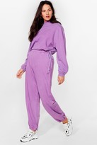 Thumbnail for your product : Nasty Gal Womens Hey Wash Out Cropped Sweatshirt and Jogger Set - Purple - 22