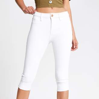 River Island Womens White Amelie three quarter length jeans