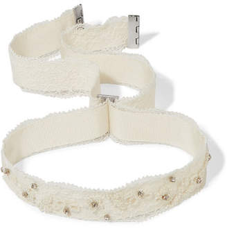 Etro Embellished Lace And Grosgrain Choker - Ivory