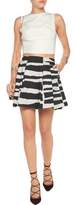 Thumbnail for your product : Alice + Olivia Connor Pleated Striped Stretch-Cotton Mini Skirt
