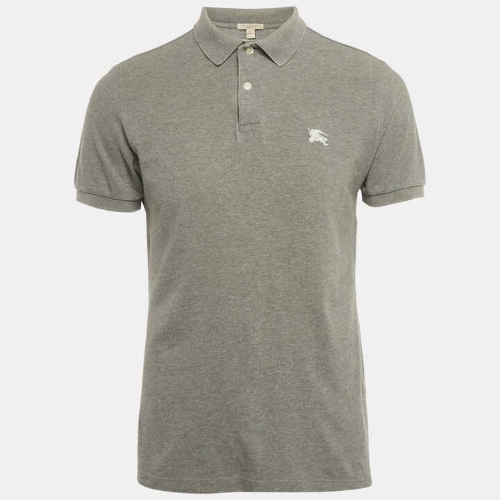 Pre-Owned Burberry Men's Brit Grey Pique Cotton Polo T-Shirt