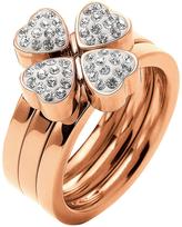 Thumbnail for your product : Folli Follie Crystal Set Heart 4 Heart Set of Three Rose Gold Plated Stacking Rings