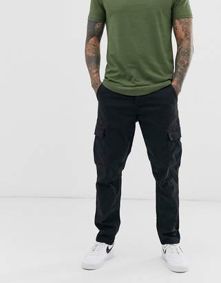 ONLY & SONS tapered fit cargo trousers in black