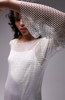 Thumbnail for your product : Topshop Diamante Long Sleeve Mesh Maxi Dress