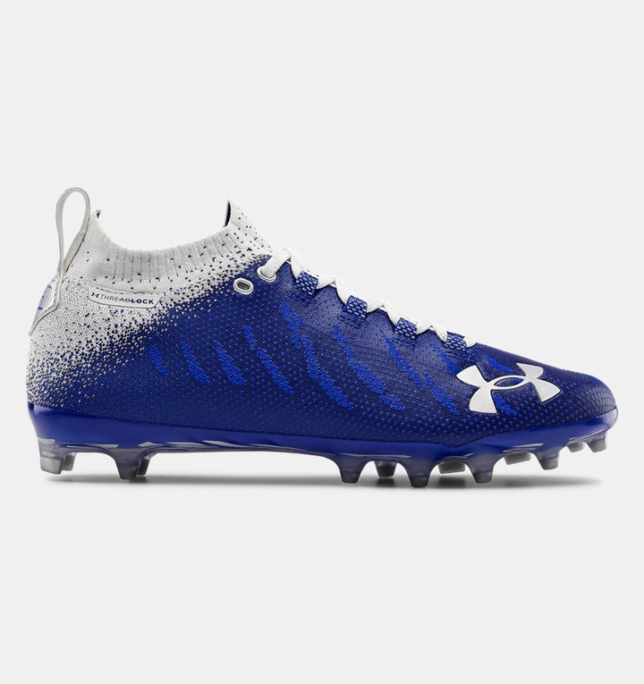 blue and white under armour football cleats