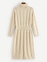 Thumbnail for your product : Shein Turtleneck Cable Knit Sweater Dress