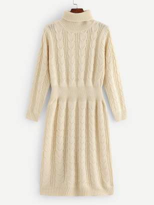 Shein Turtleneck Cable Knit Sweater Dress