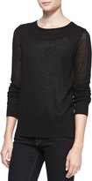 Thumbnail for your product : Neiman Marcus Pique Stitch Silk-Cashmere Top, Black