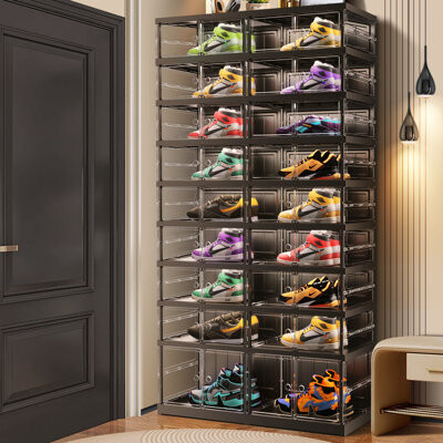 Rebrilliant 9-Tier 18-36 Pairs Plastic Stackable Shoe Storage Cabinet For Entryway Easy Assembly