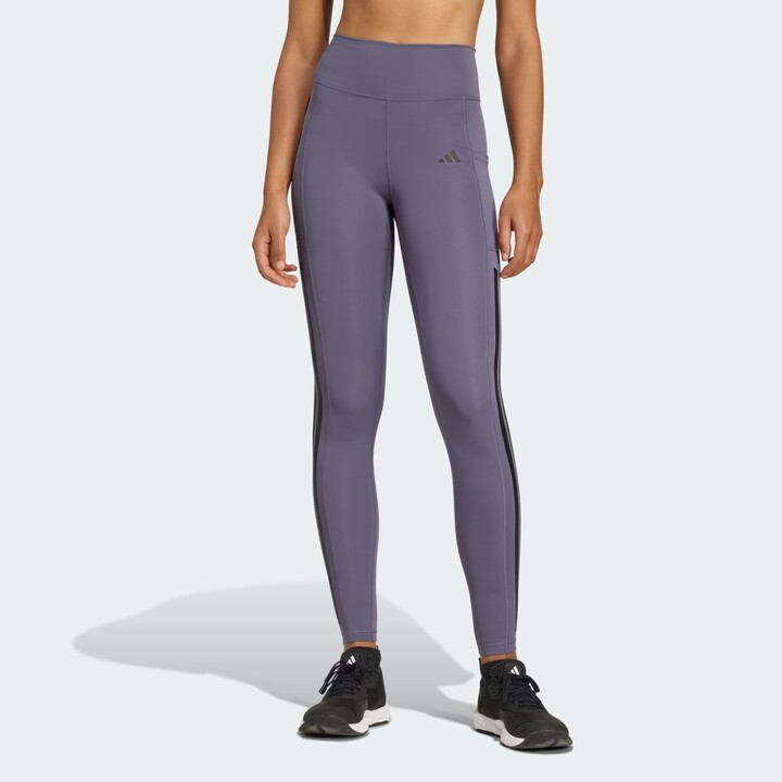 adidas Optimé 3-Stripes Full Length Leggings Preloved Violet XS Womens