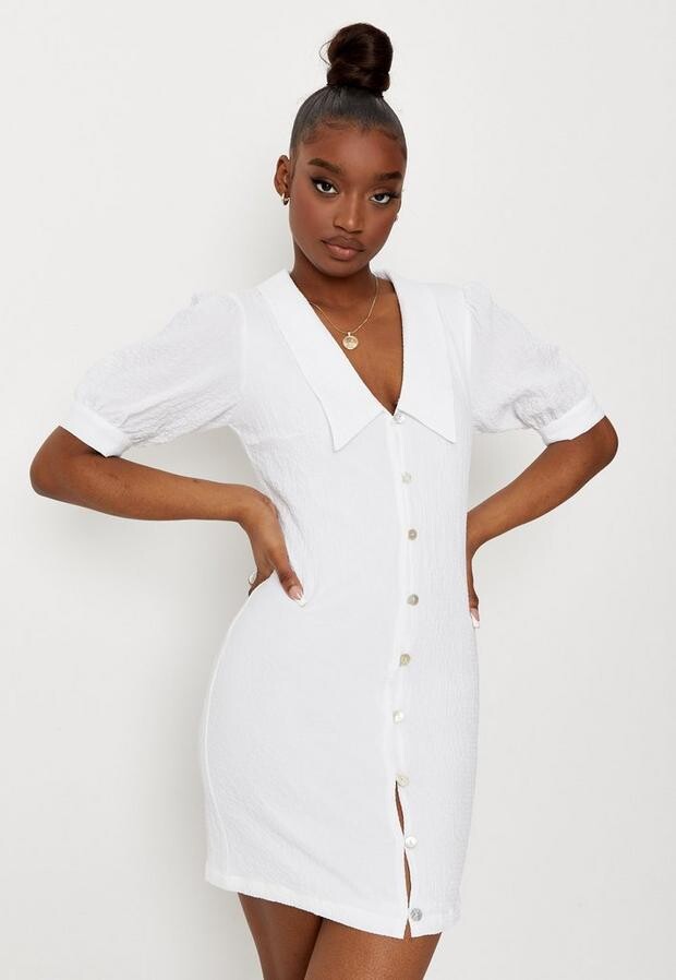 white button down dress