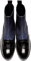 Thumbnail for your product : Christopher Kane Navy Snake Elastic Brogued Chelsea Boots