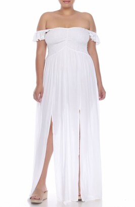plus size white boho maxi dress