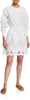 Thumbnail for your product : See by Chloe Crewneck Poplin Dress w/ Lace Inset