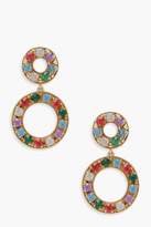 Thumbnail for your product : boohoo Statement Diamante Double Circle Earrings