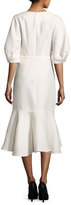 Thumbnail for your product : Co Belted Half-Sleeve Flounce-Hem Dress, Ivory