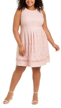 plus size pink fit and flare dress