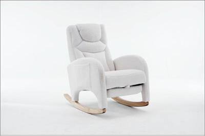 Teddy Fabric Nursery Rocking Chair With Adjustable Footrest