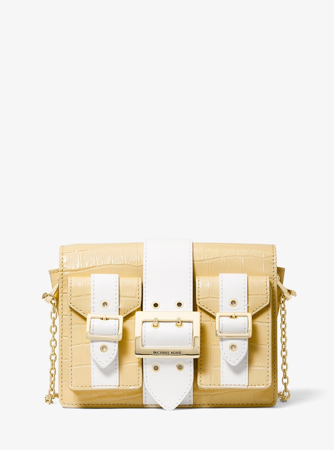 MICHAEL Michael Kors Hayden Medium Crocodile Embossed Leather Messenger