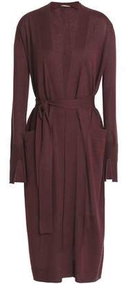 Halston Belted Silk And Cashmere-blend Cardigan