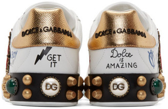Dolce & Gabbana White Heart Graffiti Sneakers