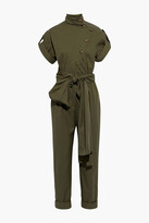 Thumbnail for your product : Oscar de la Renta Belted Button-detailed Cotton-blend Jumpsuit