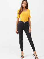 Thumbnail for your product : Very Charley High Waisted Destroyed Hem Skinny Jean - Washed Black
