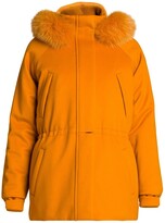 Dyed Fox Fur Trim Hood Jacket 