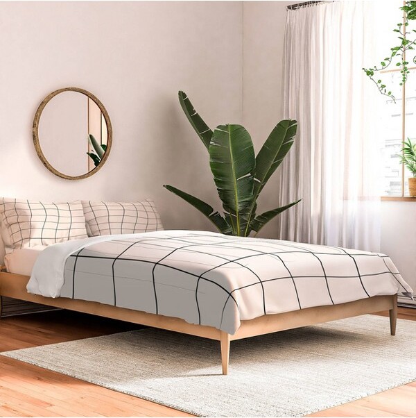 Deny Designs DenyDesignsTwin/TwinExtraLongCocoonDesignRetroWarpedGridComforterandPillowShamSetBlack:AbstractPatternMachineWashable