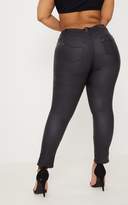 Thumbnail for your product : PrettyLittleThing Plus Black Coated 5 Pocket Skinny Jeans
