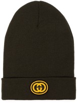Thumbnail for your product : Gucci khaki green LA embroidered wool hat