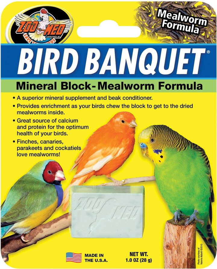 Zoo Med Bird Banquet Mealworm Formula Mineral Block, 1-oz pouch