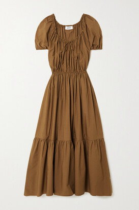 Matteau + Net Sustain Tiered Organic Cotton-poplin Midi Dress - Light brown