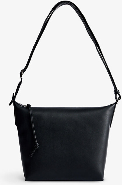 Cubi Crossbody bag in supple smooth calfskin and jacquard Black