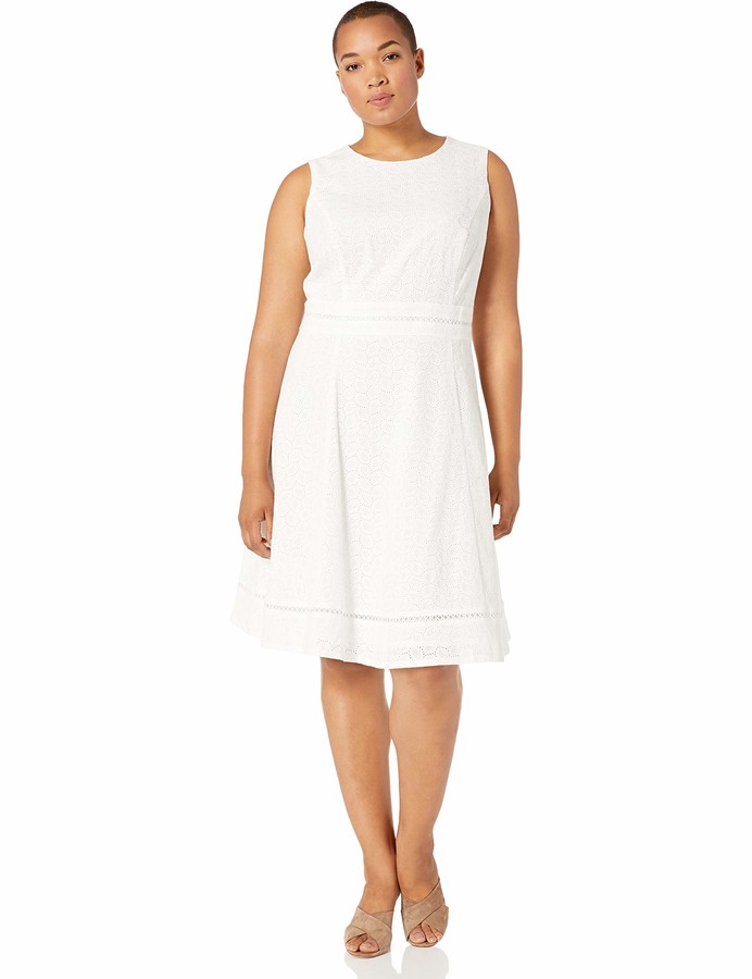 calvin klein eyelet fit and flare dress