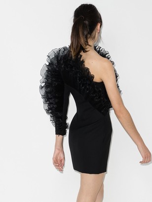 Alexandre Vauthier One-Shoulder Ruffle-Trim Mini Dress