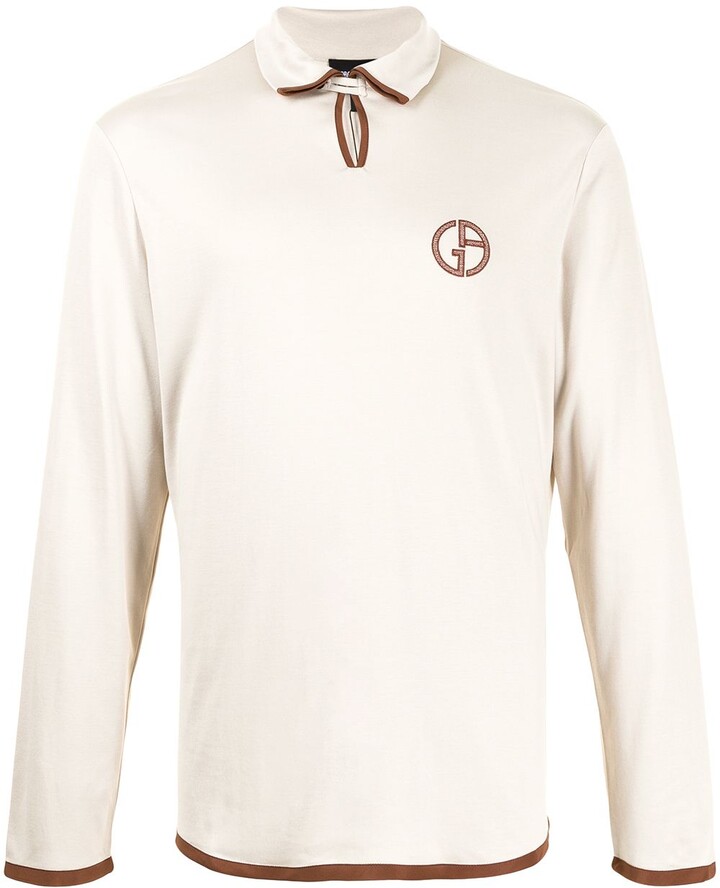 mens armani long sleeve polo