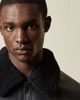 Thumbnail for your product : Ted Baker Leather Jacket With Shearling Trim