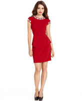 Thumbnail for your product : Kensie Dress, Short-Sleeve Scoop-Neck Rhinestone Peplum