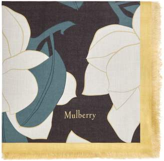 Mulberry Allover Magnolia Square Dark Clay Silk Modal