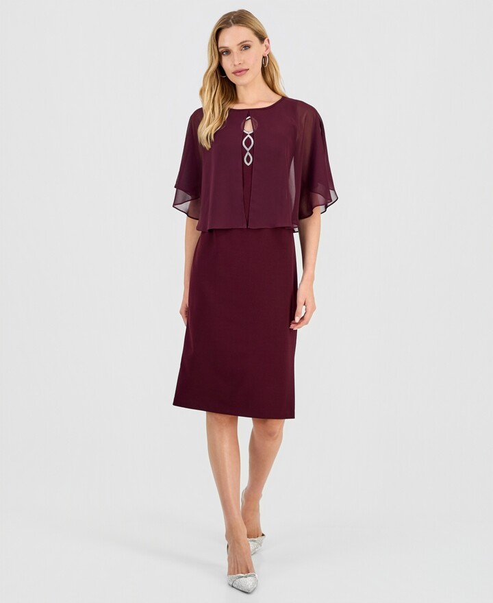 Connected Women's Cape Overlay Dress