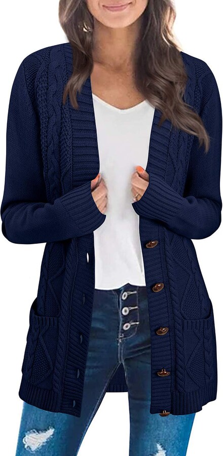 Long Navy Cardigan | Shop the world's largest collection of fashion |  ShopStyle UK