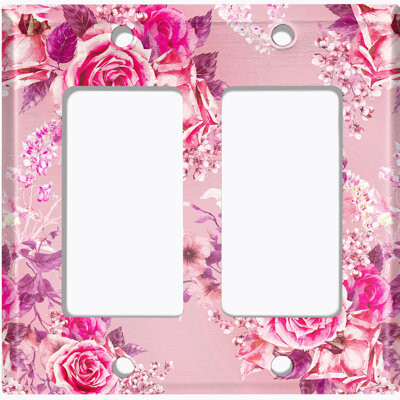 WorldAcc Pink Roses Flowers Bouquet Leaves 2-Gang Toggle Light Switch Wall Plate