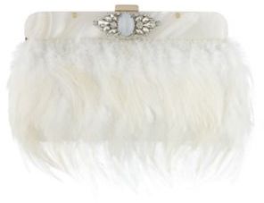 Jenny Packham No. 1 Designer ivory feather stone clutch bag
